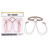 Sex & Mischief Peaches n CreaMe Collar with Nipple Clamps - Peach Nipple Restraints - Mr and Mrs D's